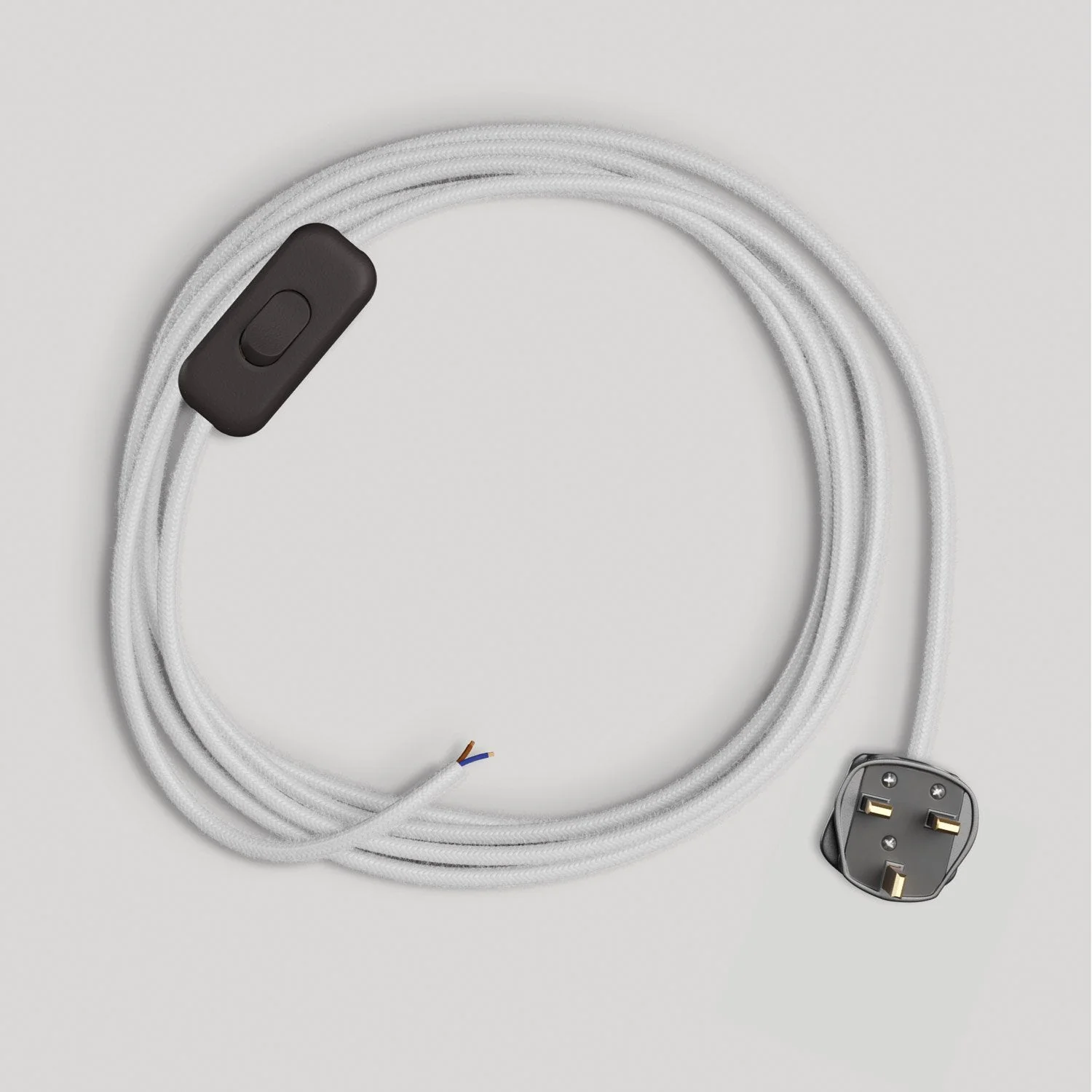Wiring for lamp with 1.80 m white cotton cable and UK plug