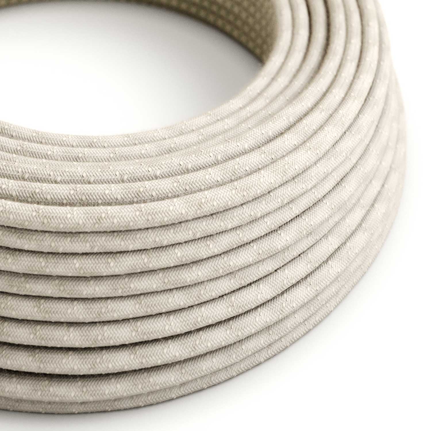 White Melange linen textile cable - The Original Creative-Cables - RN01 round 2x0.75mm / 3x0.75mm