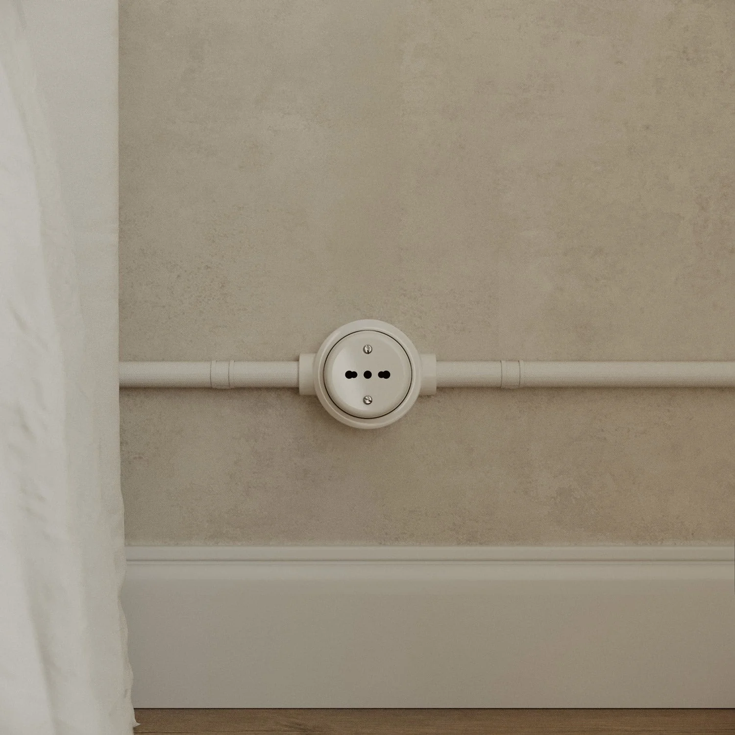 White porcelain base for electrical socket and switch/selector compatible with Creative-Tubes - from 1 to 4 outlets - Image 18