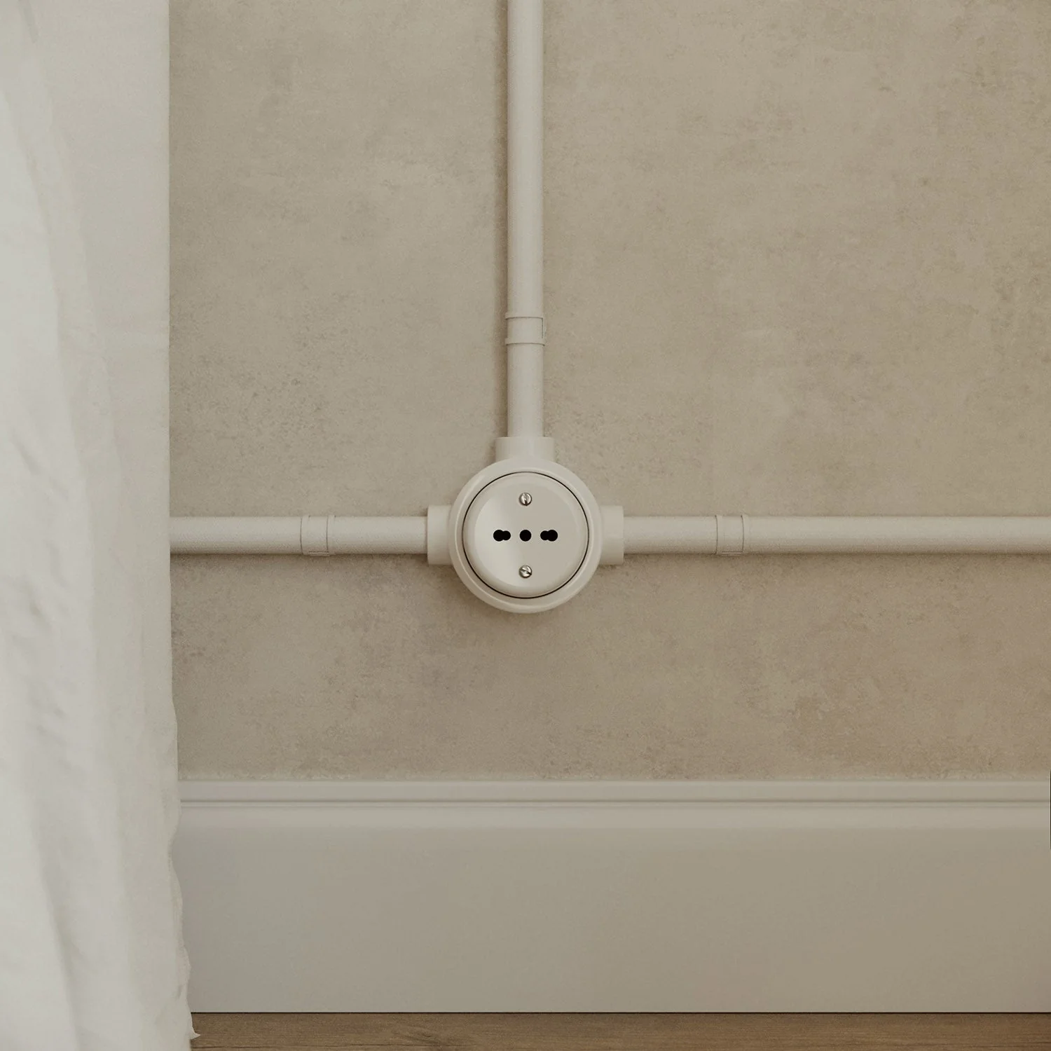 White porcelain base for electrical socket and switch/selector compatible with Creative-Tubes - from 1 to 4 outlets - Image 25