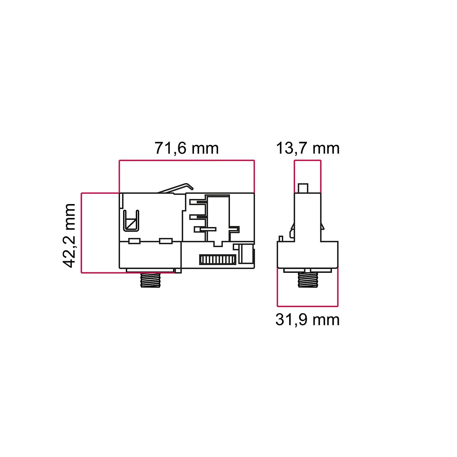White Stucchi adapter for three-phase track - for extension or joint - Image 3