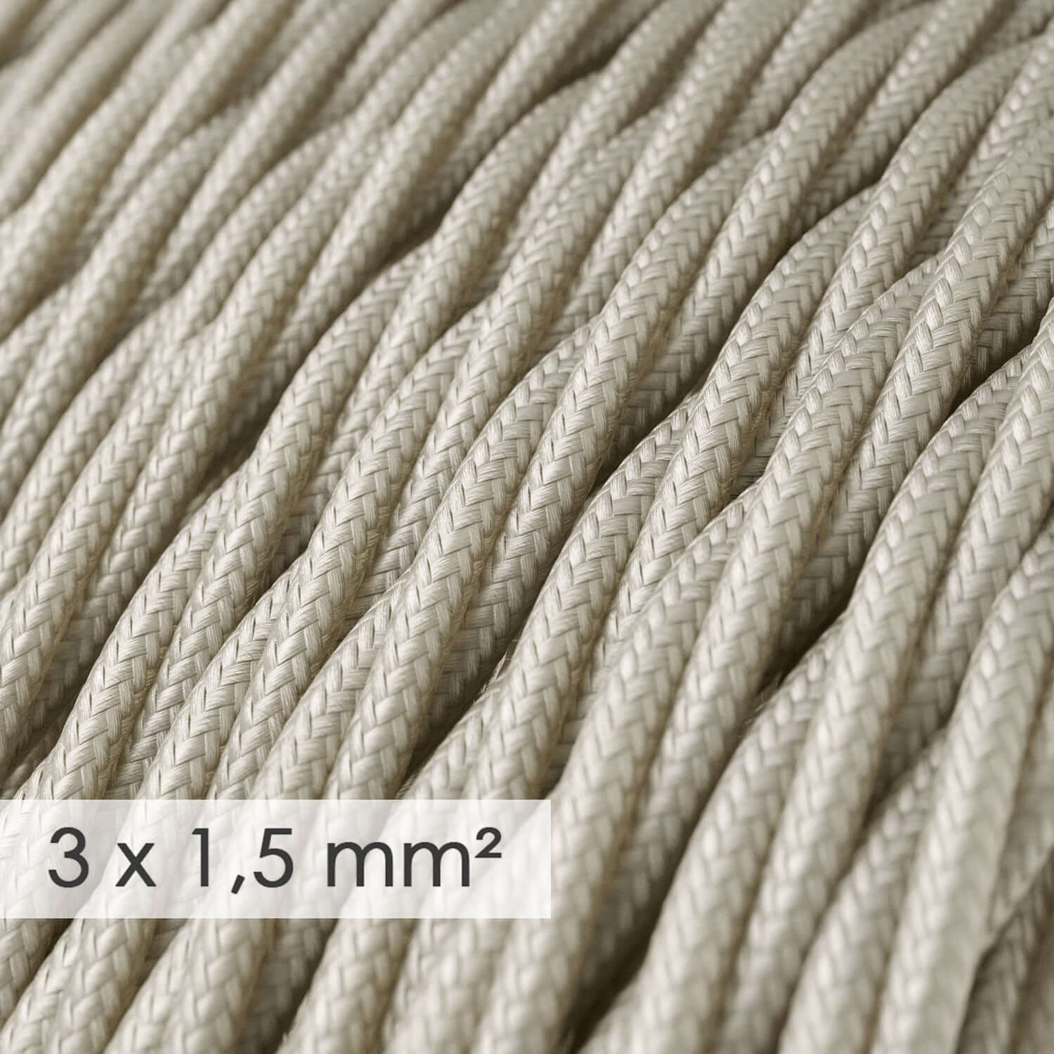 Large section electric cable 3x1.50 braided - ivory silk-effect fabric TM00 - Image 2