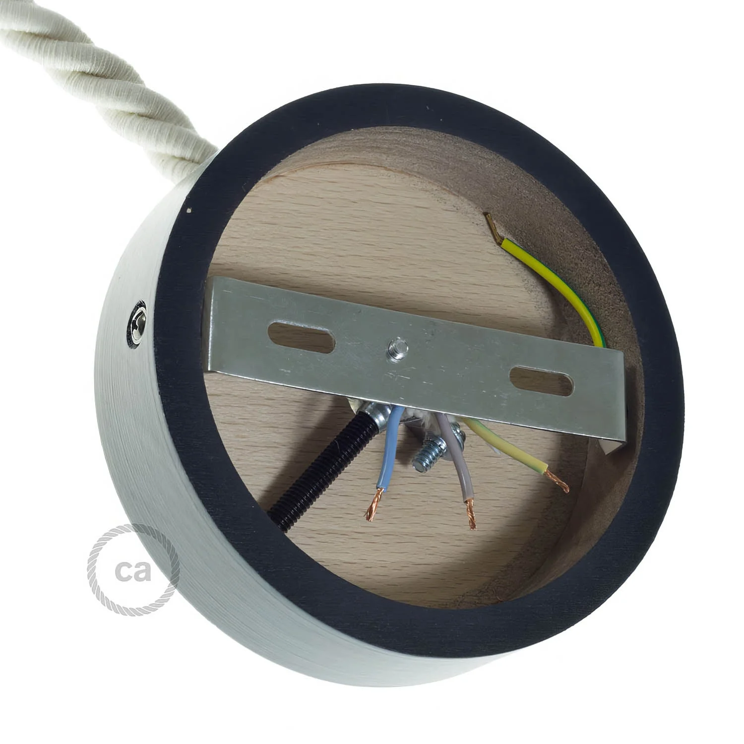 Wooden ceiling rose kit for XL cord - Black - Image 3