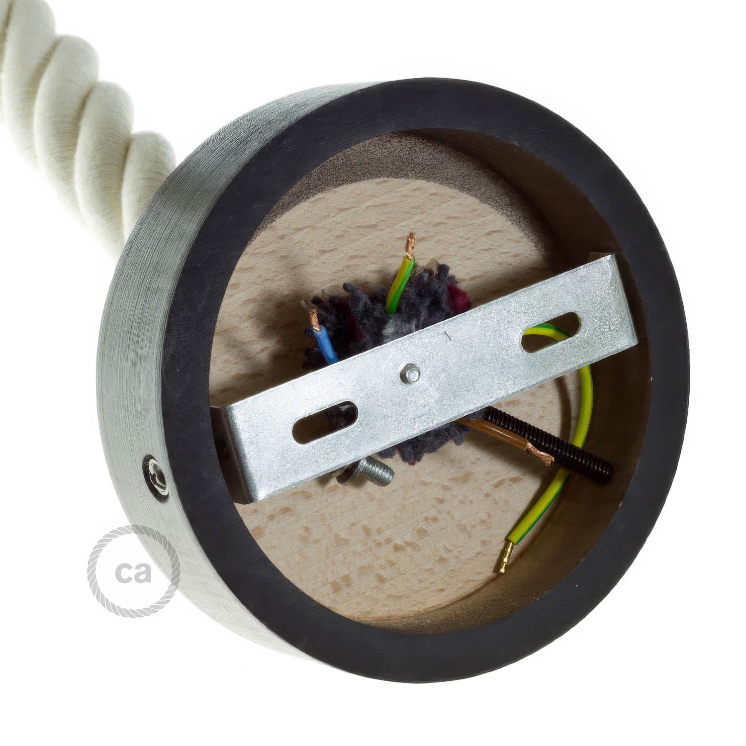 Wooden ceiling rose kit for 3XL cord - Black - Image 3