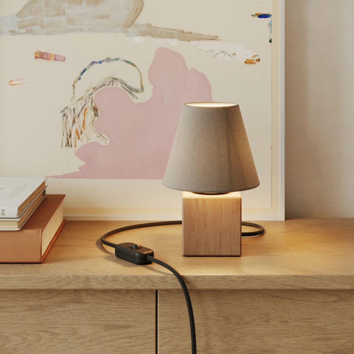 Wooden lamp base - Cube - Image 2
