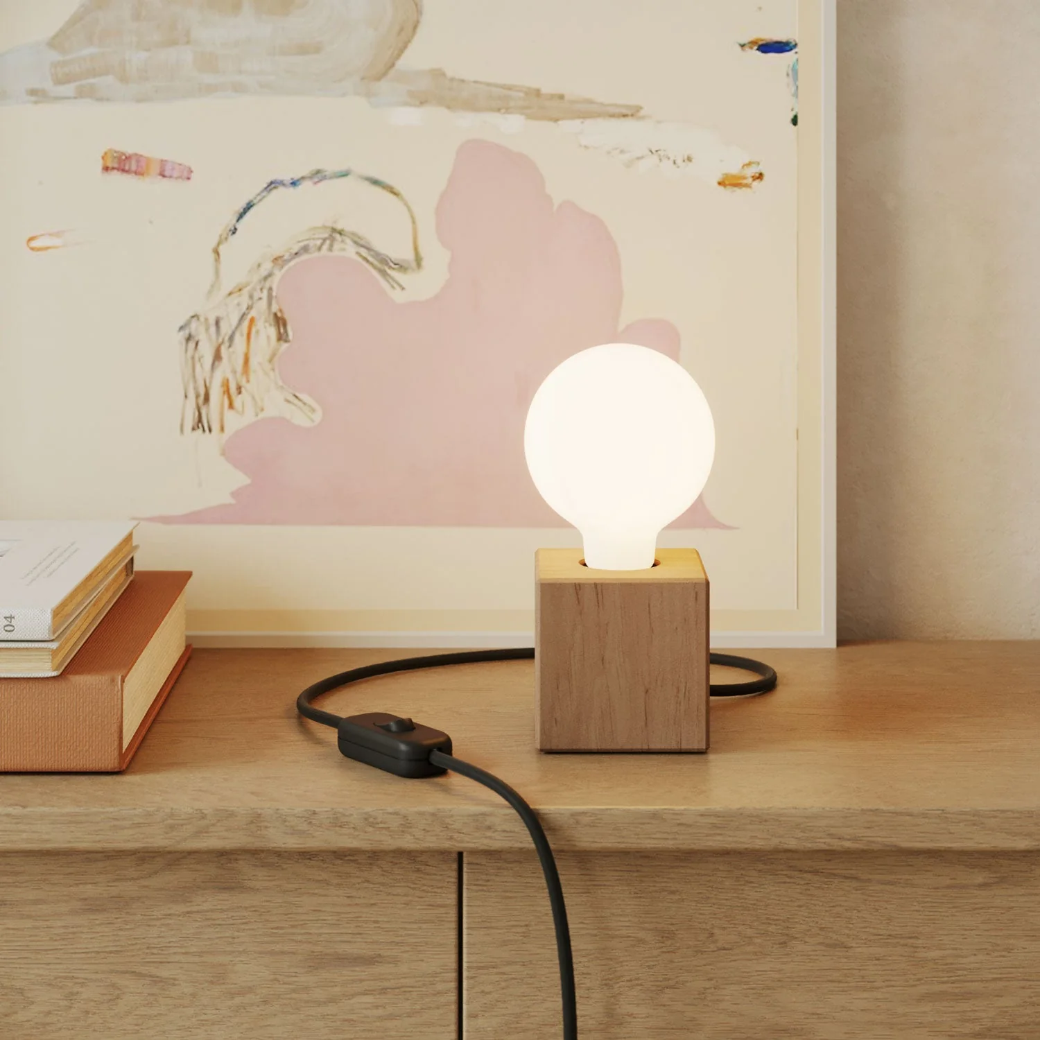 Wooden lamp base - Cube - Image 3
