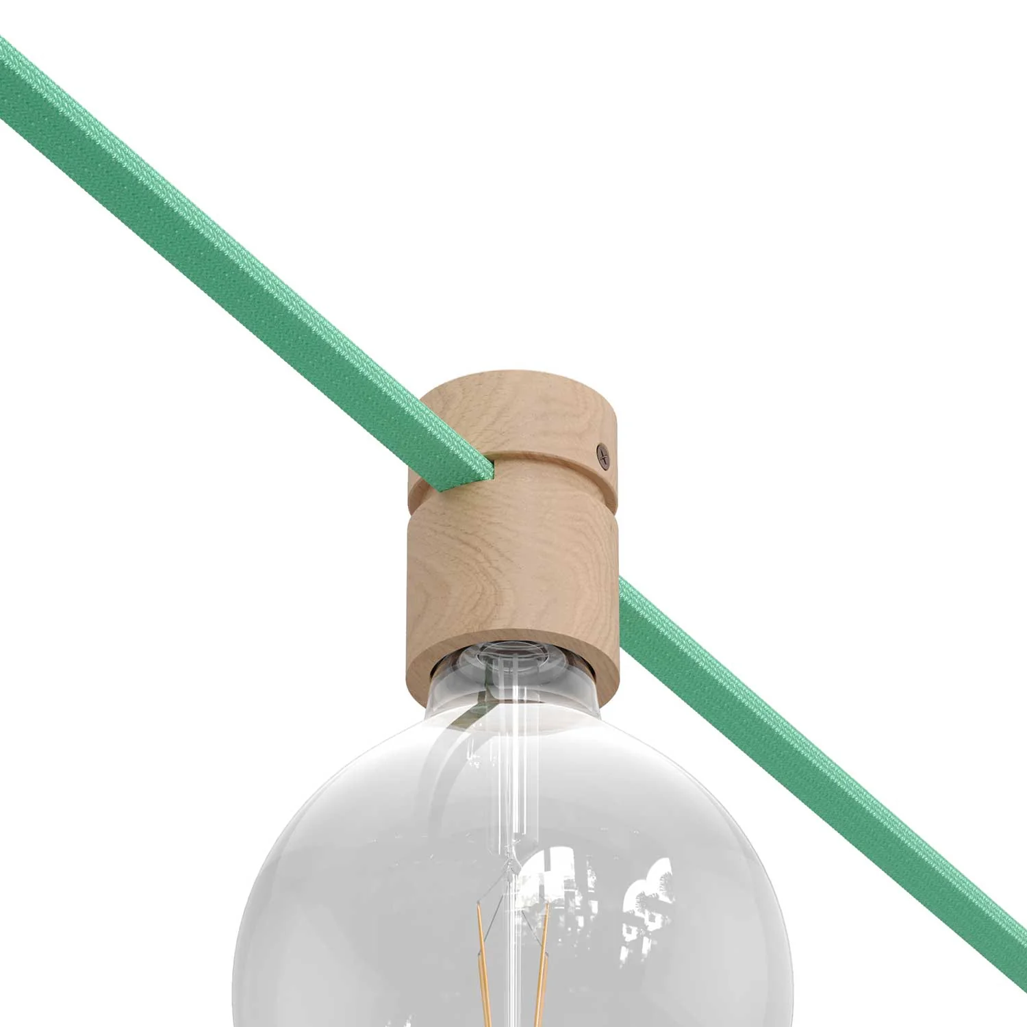 Wooden lamp holder for cable for string light and Filé system. Made in Italy - Neutral