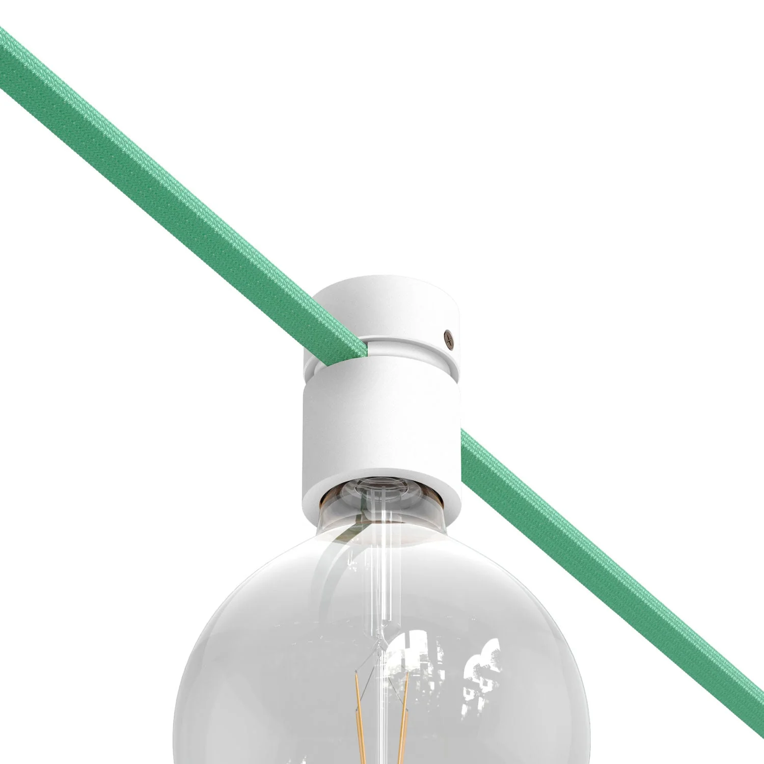 Wooden lamp holder for cable for string light and Filé system. Made in Italy - White