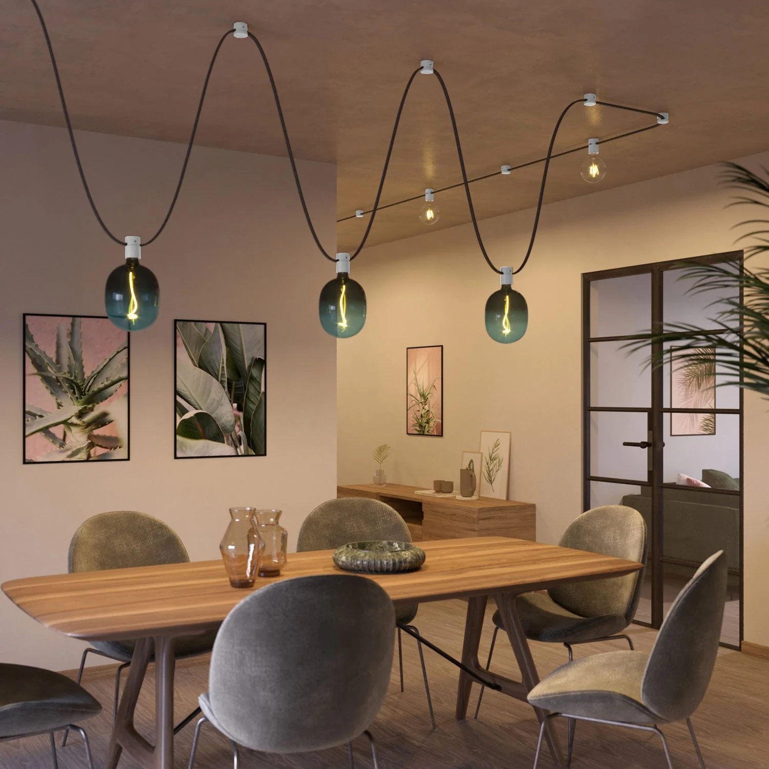 Wooden lamp holder for cable for string light and Filé system. Made in Italy - White - Image 7