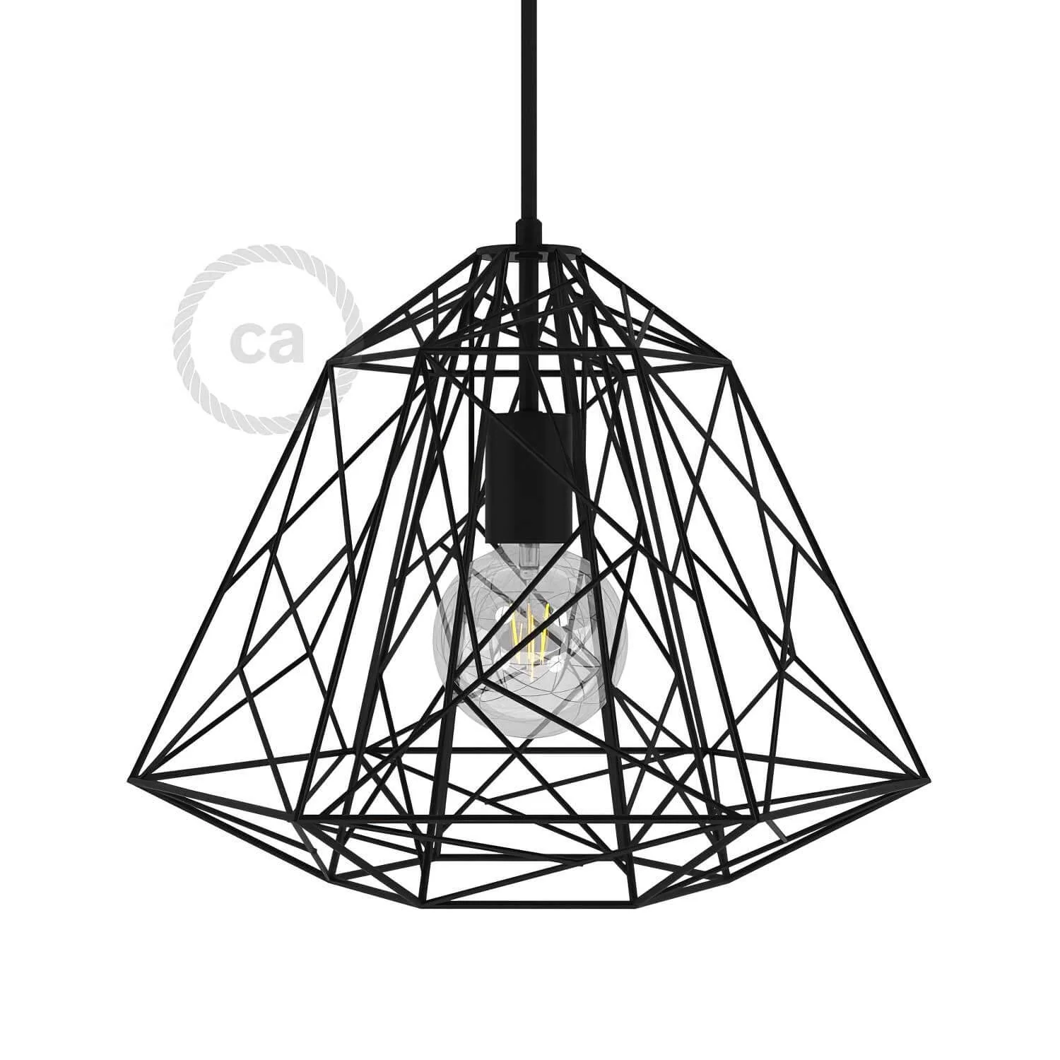XL Apollo cage lampshade in metal with E27 lamp holder - Black