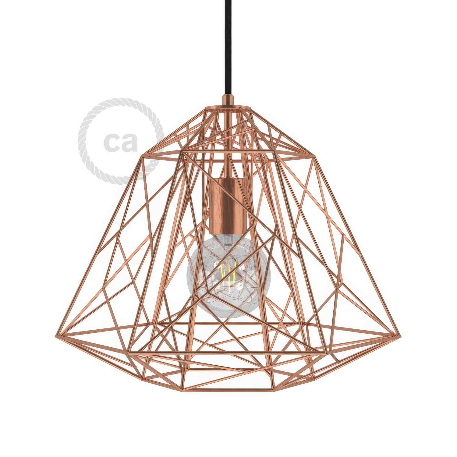 Apollo XL cage lampshade in metal with E27 lamp holder - Copper