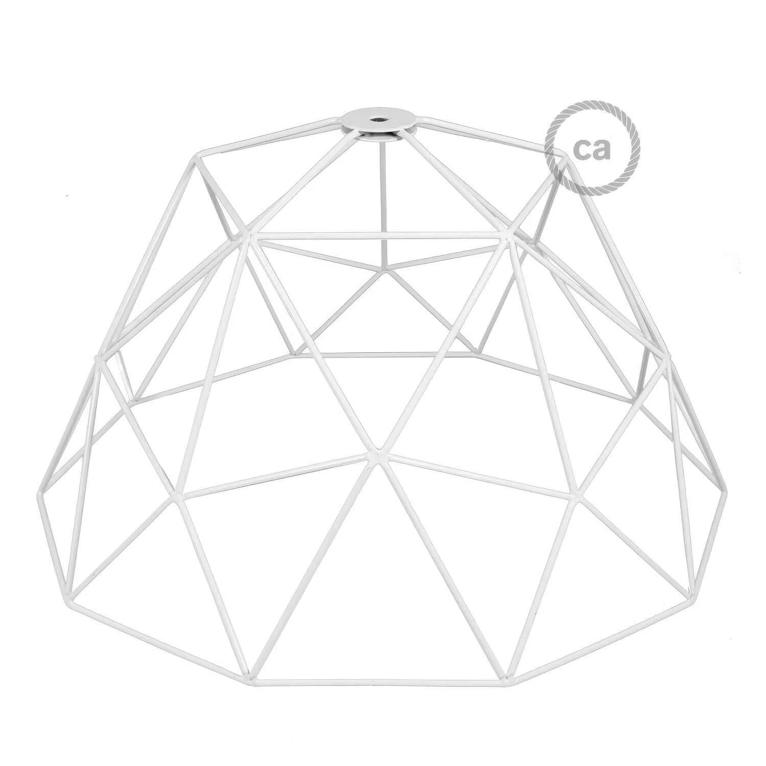 XL Dome lampshade cage in metal with E27 lamp holder - White - Image 3