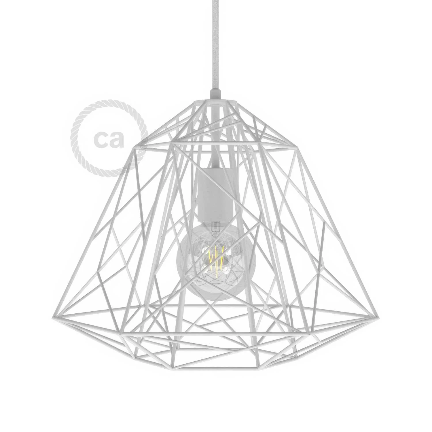 Apollo XL metal lampshade cage with E27 lamp holder - White
