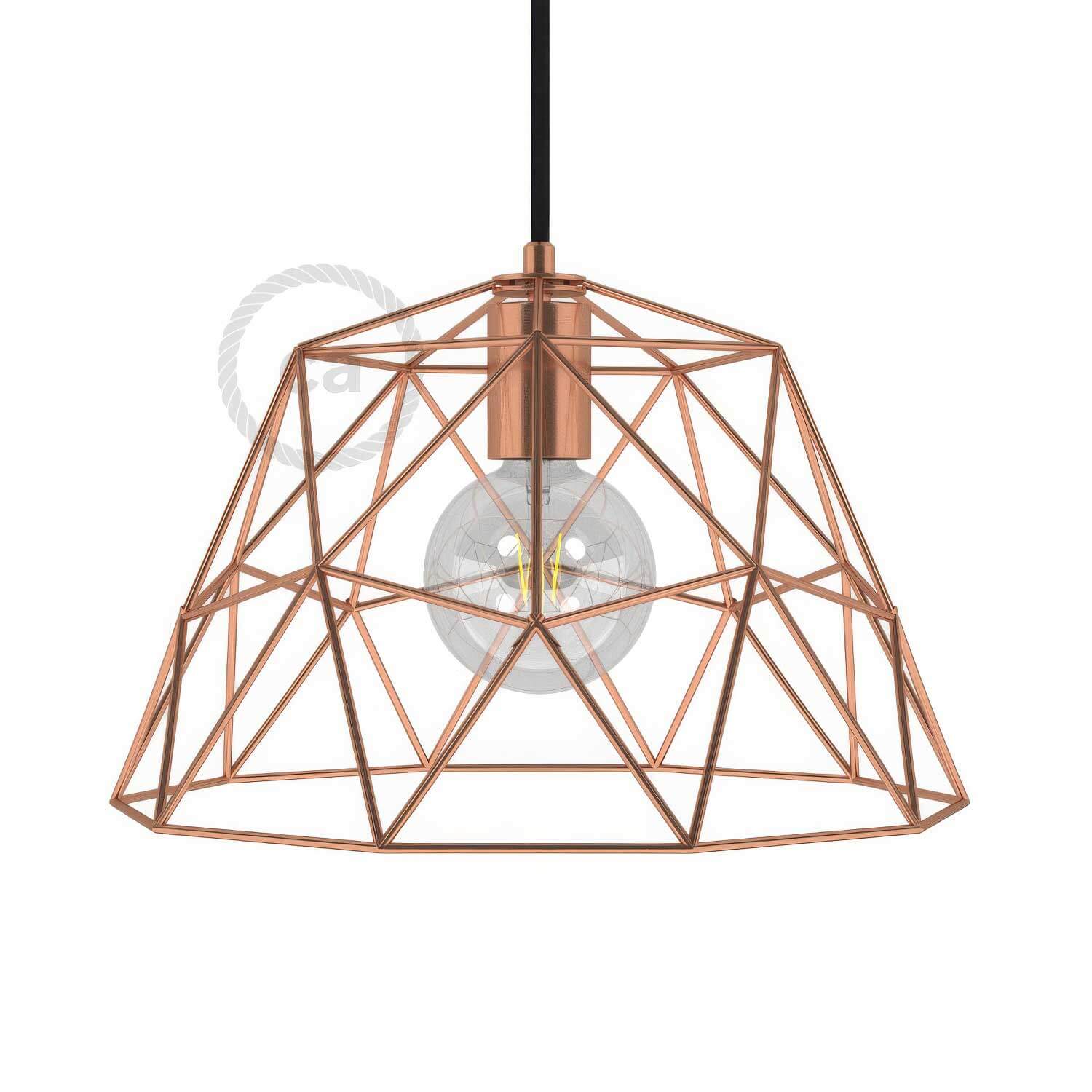 XL cage Dome metal lampshade with E27 lamp holder - Copper