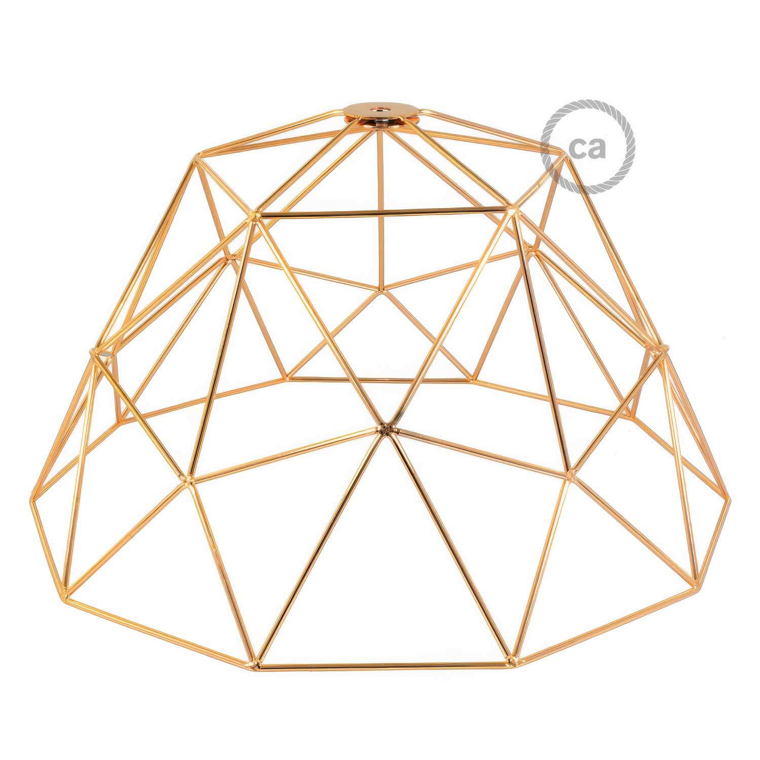 XL cage Dome metal lampshade with E27 lamp holder - Copper - Image 3