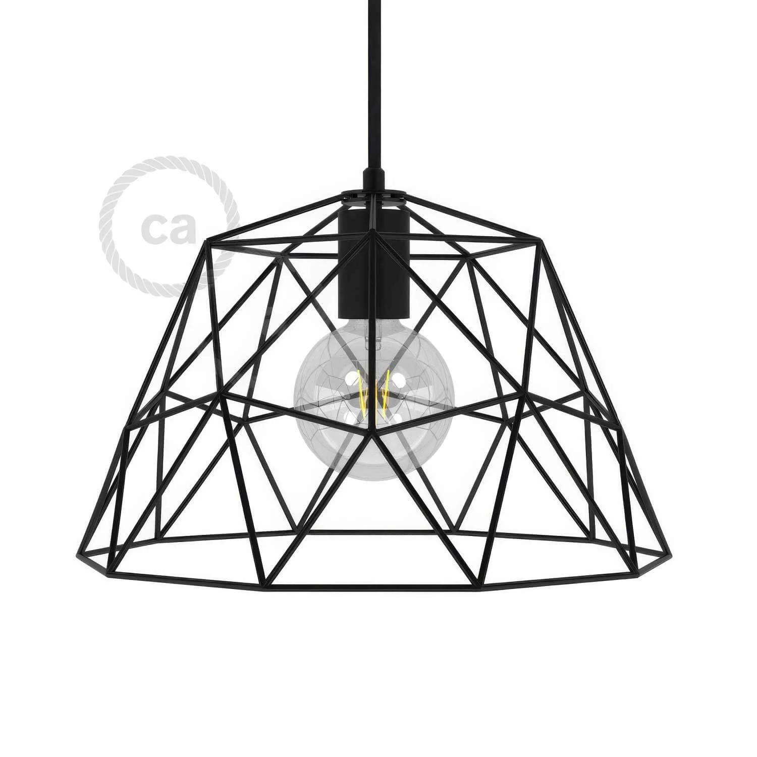 Gabbia XL Dome metal lampshade with E27 lamp holder - Black
