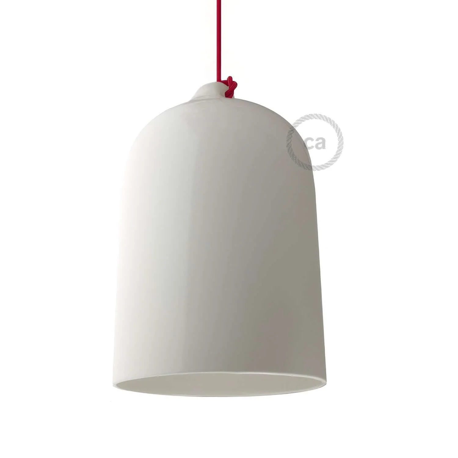 Campana, XL ceramic lampshade for pendant light - Made in Italy - Glossy white