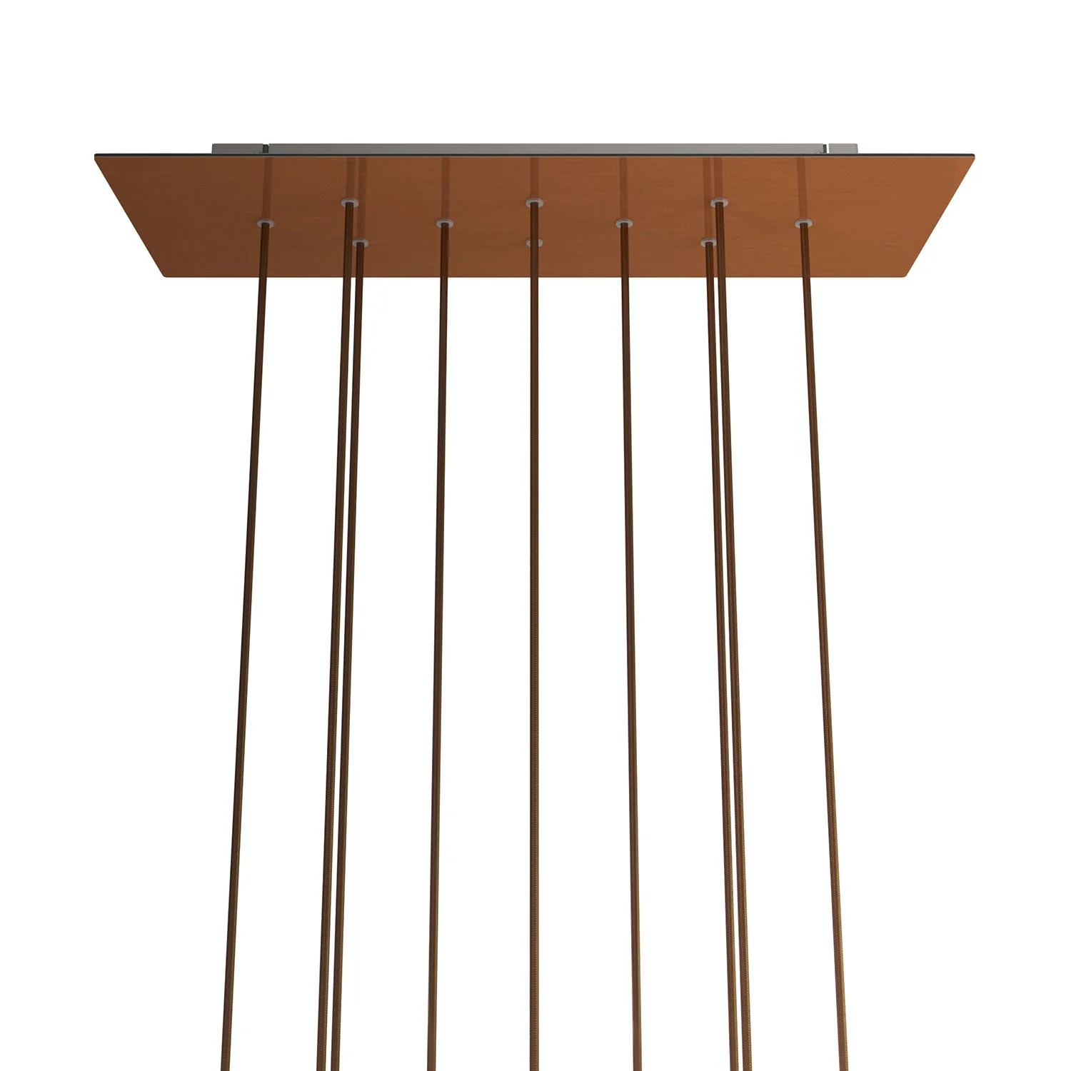 XXL Rose-One rectangular ceiling rose with 10 holes and 6 side holes, dimensions 675 x 225 mm - Satin copper Dibond