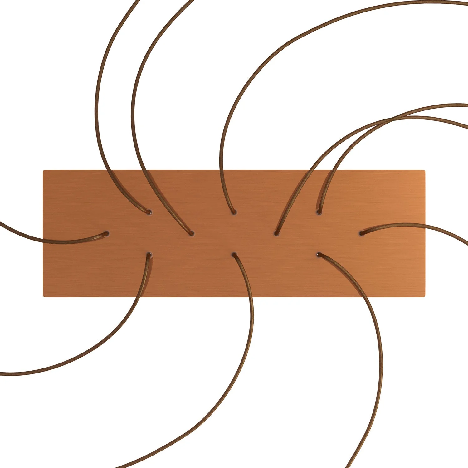XXL Rose-One rectangular ceiling rose with 10 holes and 6 side holes, dimensions 675 x 225 mm - Satin copper Dibond - Image 2