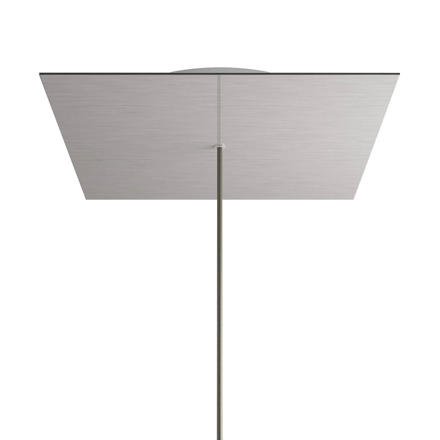 XXL Rose-One square ceiling rose, 400 mm with 1 hole and 4 side holes - Satin steel Dibond