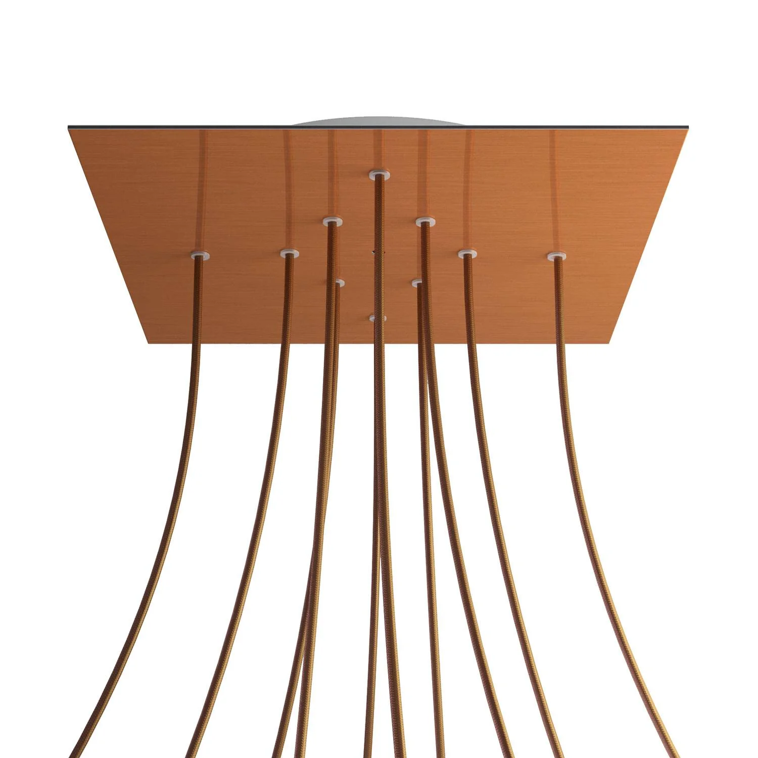 XXL Rose-One square ceiling rose, 400 mm with 10 holes and 4 side holes - Satin copper Dibond