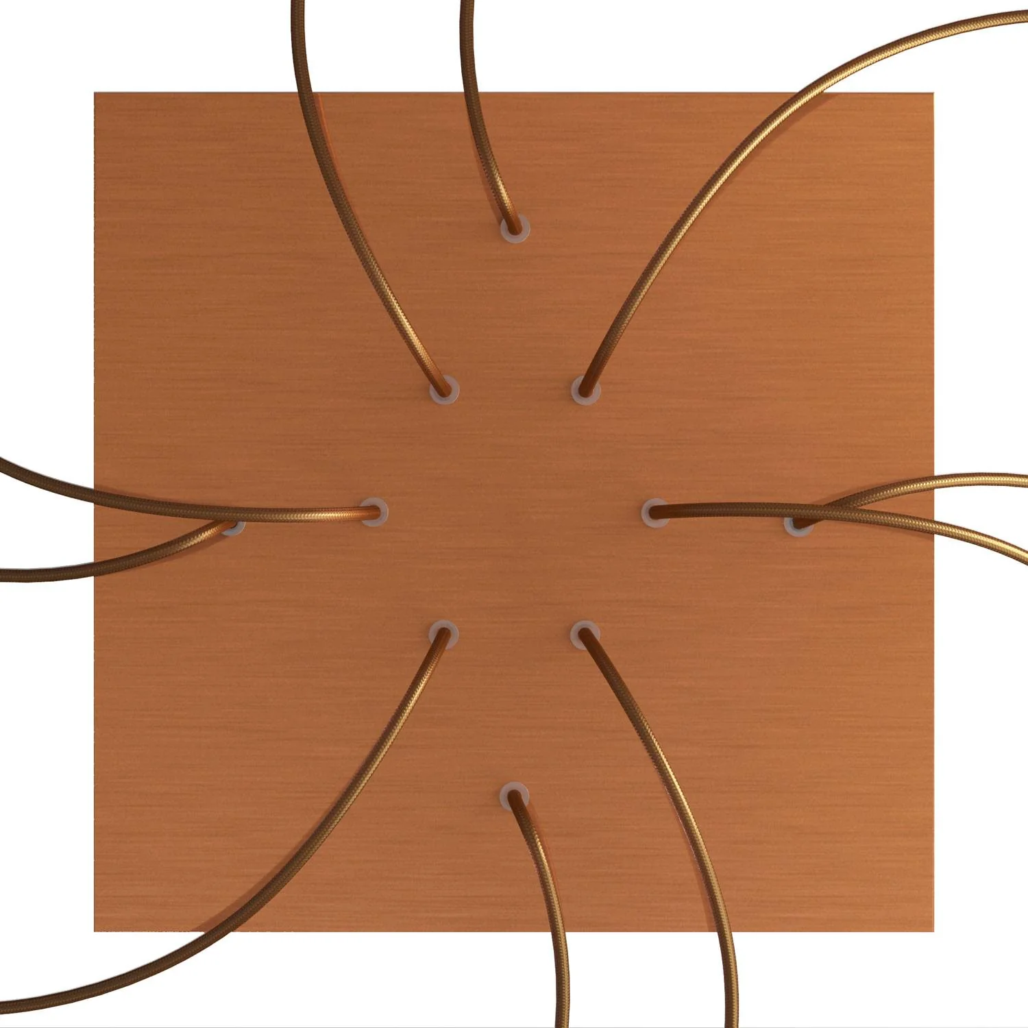XXL Rose-One square ceiling rose, 400 mm with 10 holes and 4 side holes - Satin copper Dibond - Image 2