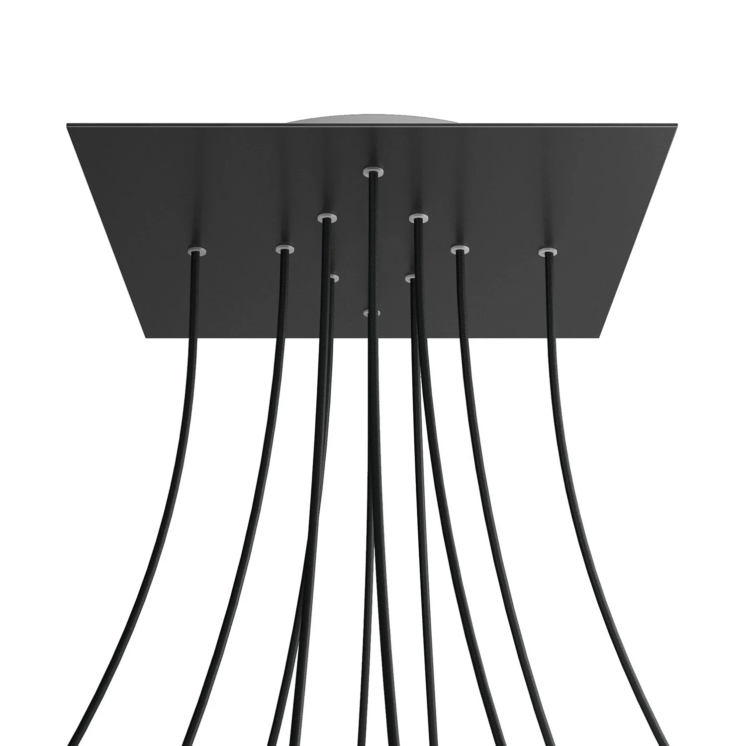 XXL Rose-One square ceiling rose, 400 mm with 10 holes and 4 side holes - Matt black