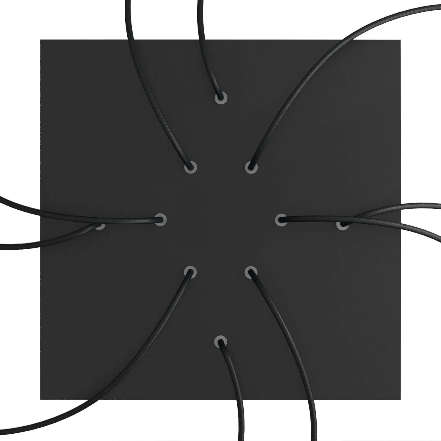 XXL Rose-One square ceiling rose, 400 mm with 10 holes and 4 side holes - Matt black - Image 2