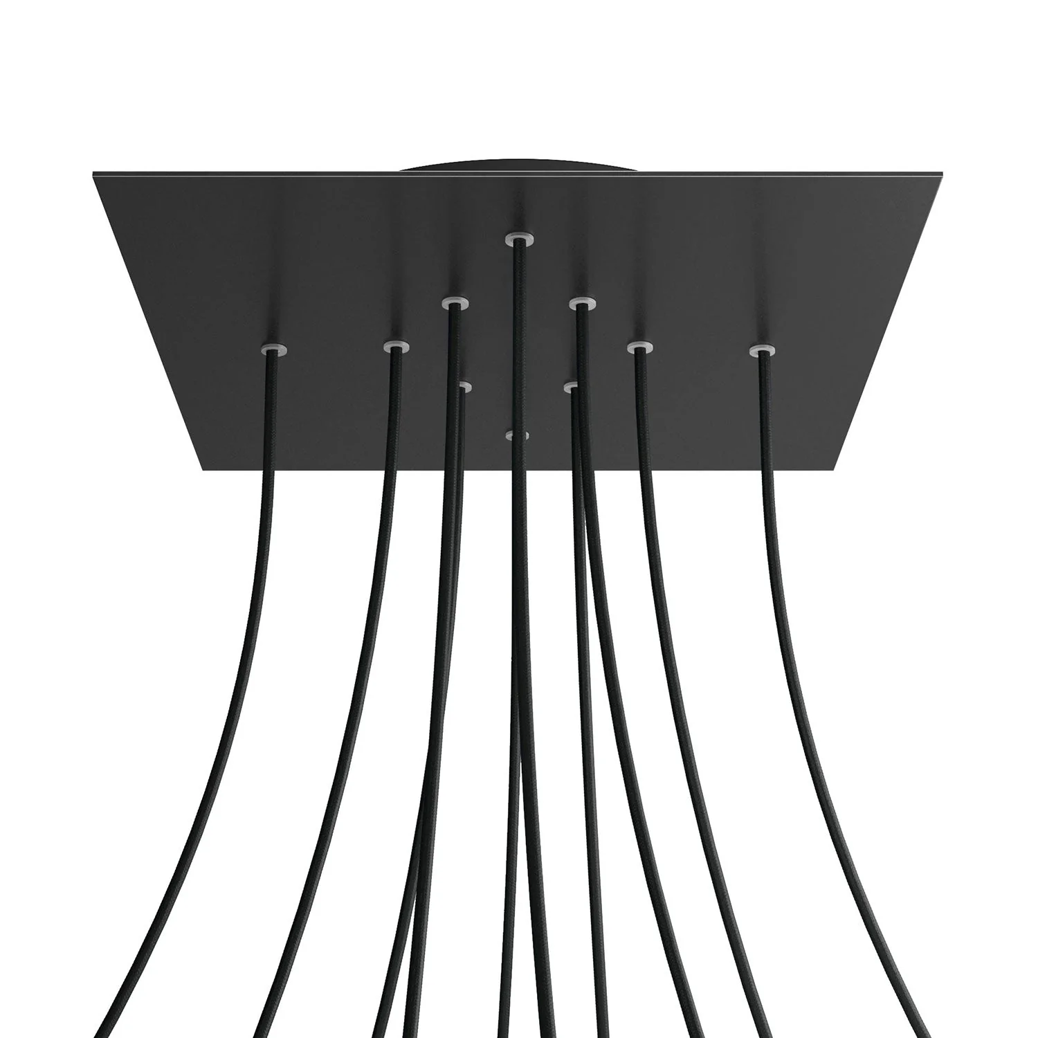 XXL Rose-One square ceiling rose, 400 mm with 10 holes and 4 side holes - Matt black - Image 8