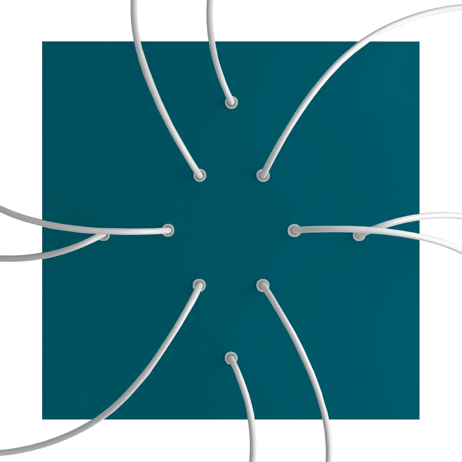 XXL Rose-One square ceiling rose, 400 mm with 10 holes and 4 side holes - Petrol blue - Image 2