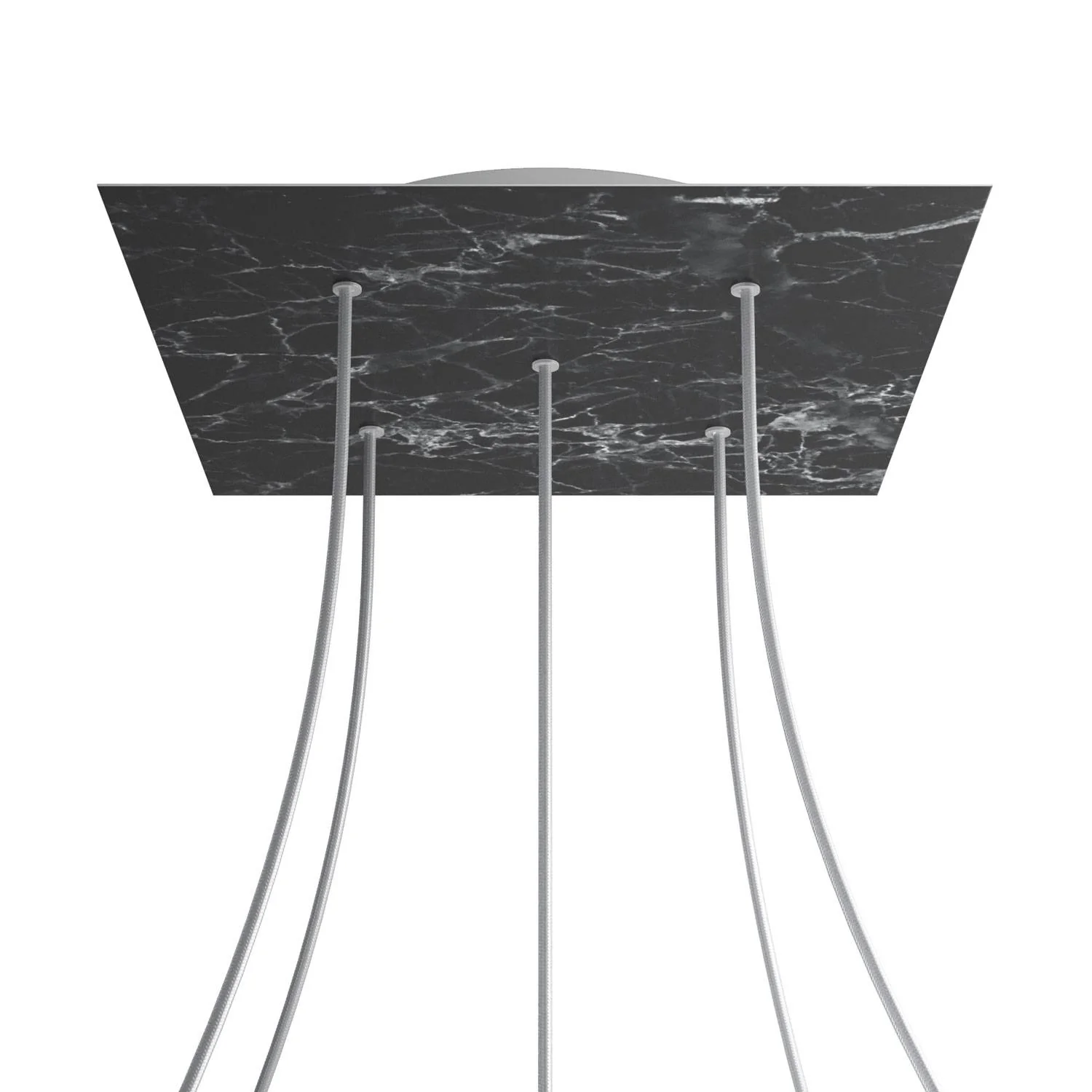 XXL Ceiling rose Rose-One square, 400 mm with 5 holes and 4 side holes - Marquina Marble