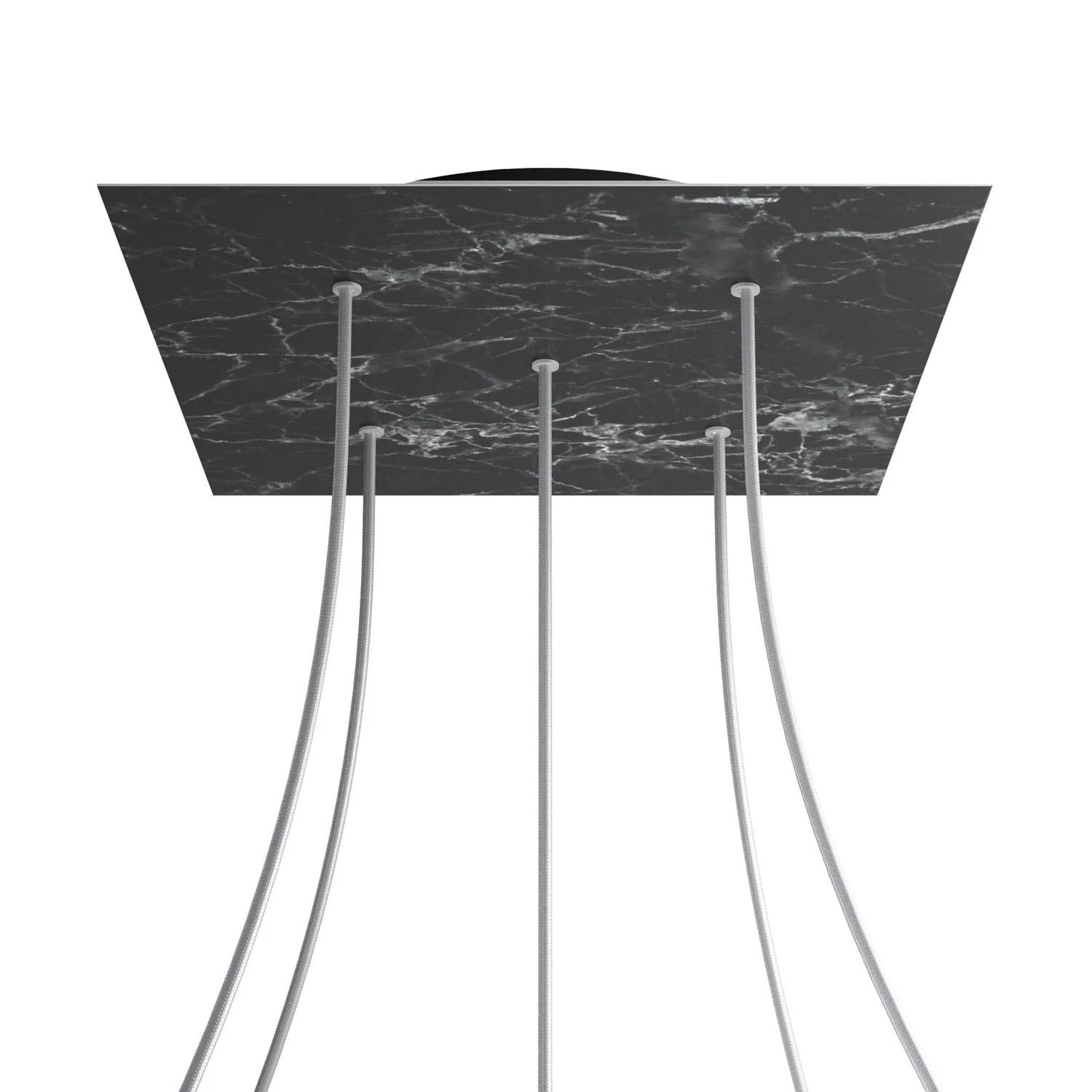 XXL Ceiling rose Rose-One square, 400 mm with 5 holes and 4 side holes - Marquina Marble - Image 8