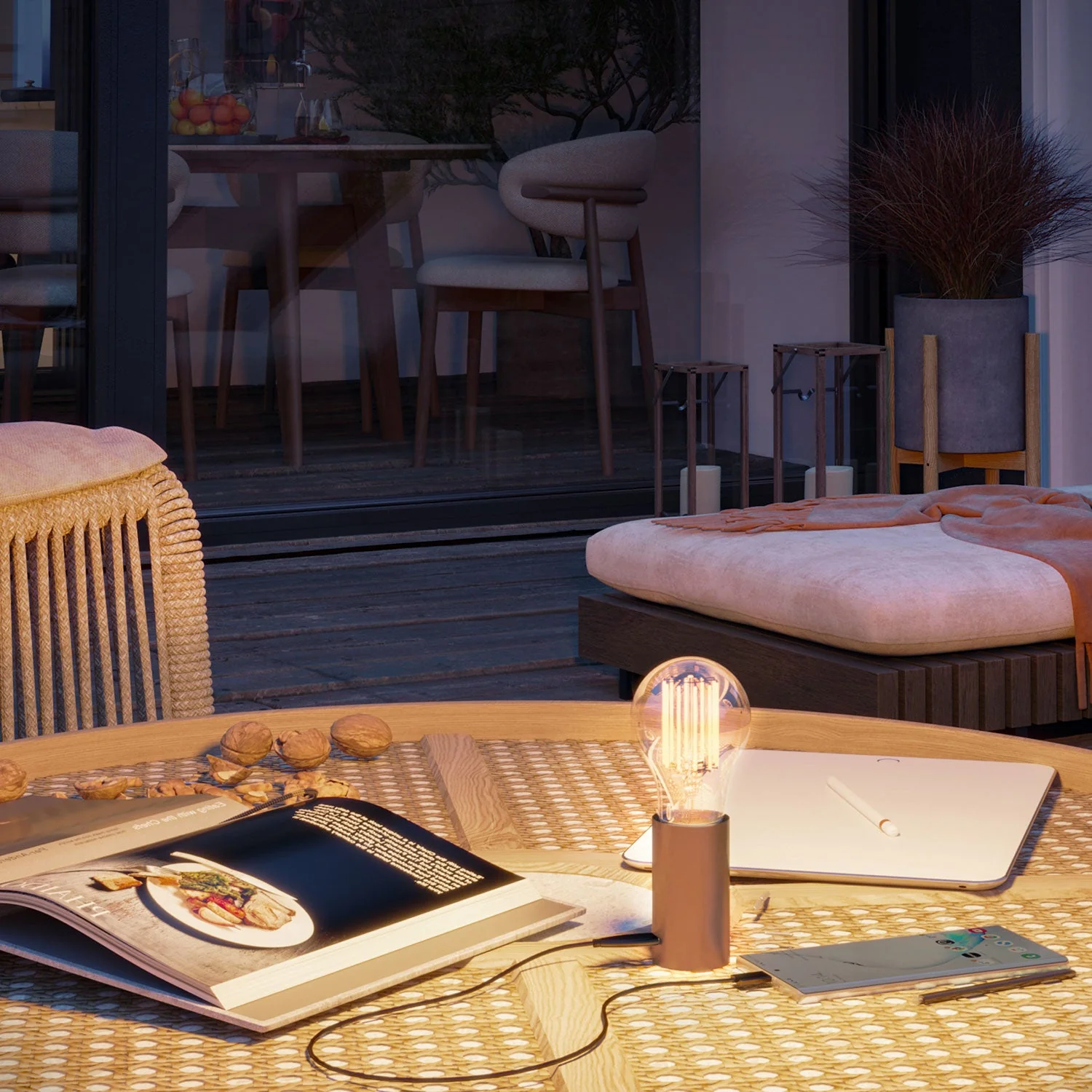 SI! Portable lamp 5V with A60 light bulb - Satin copper - Image 5